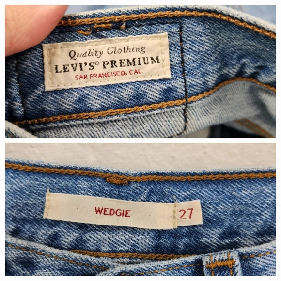 LEVI'S Premium WEDGIE Distressed High Rise Denim Jeans Size 27 - Picture 11 of 14